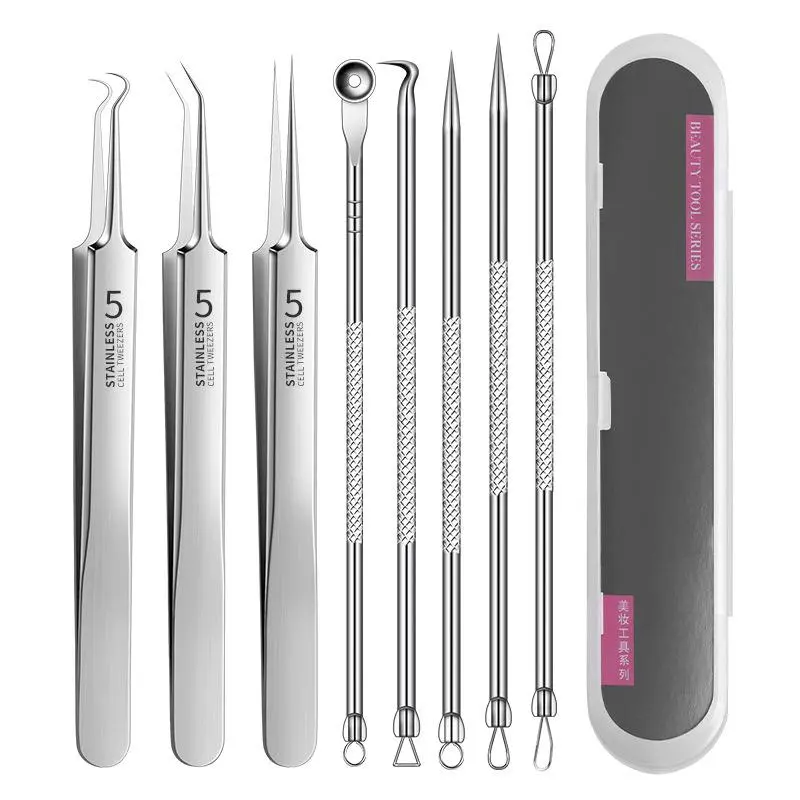 Professional Acne Needle Set, 8 Counts/set Stainless Acne Extractor, Blackhead Acne Cleaning Tools, Remove Blackhead, Nose Blackhead Removal, Facial Cleansing Tools, Facial Care Tools for Beauty Salons