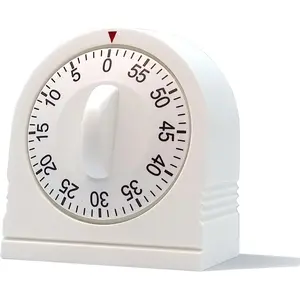 60 Minute Wind Up Timer - Visual Mechanical Countdown Timer with Loud Alarm - Manual Timer for Classroom Home Study Cooking - Easy to Use, No Batteries Required (White)