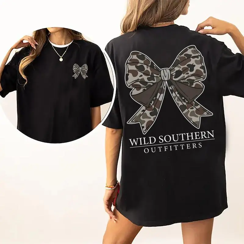Women's Cotton T-Shirt with Vintage Camo Print, Fitted Short Sleeve Round Neck Top for Casual Summer Wear, Cotton Underwear, Tshirt, Short Sleeves