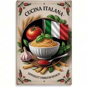Vintage Italian Restaurant Aluminum Sign Cucina Italiana Food Theme Kitchen Wall Decor For Bar Cafe Garden Home