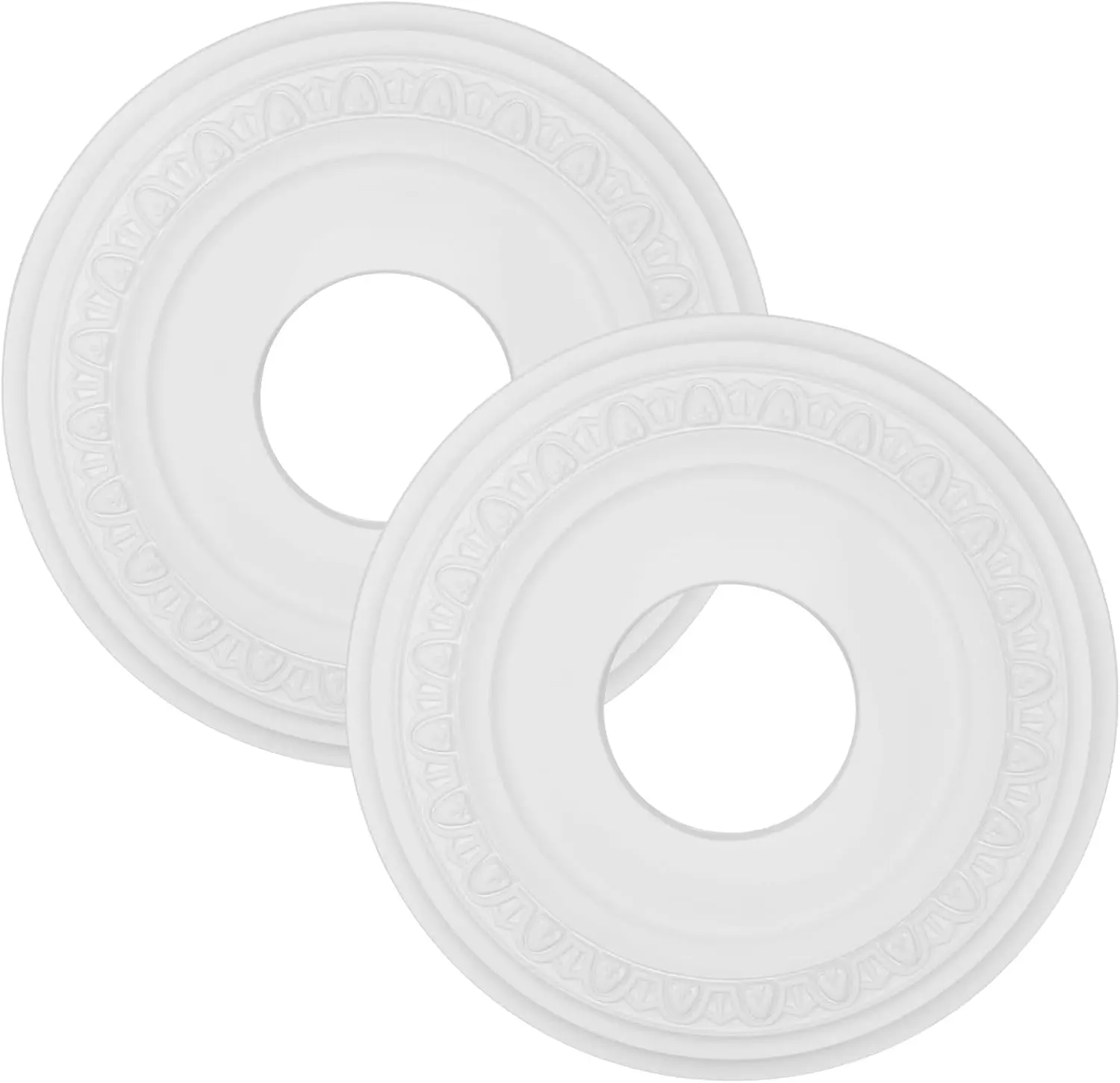 2 Pcs White PU Ceiling Medallions Decorative Home Lighting Ceiling Medallions Round Ceiling Fans Chandeliers Ceiling Medallion Ring for Light Fixtures 11.8" OD x 4" ID(Style 1)