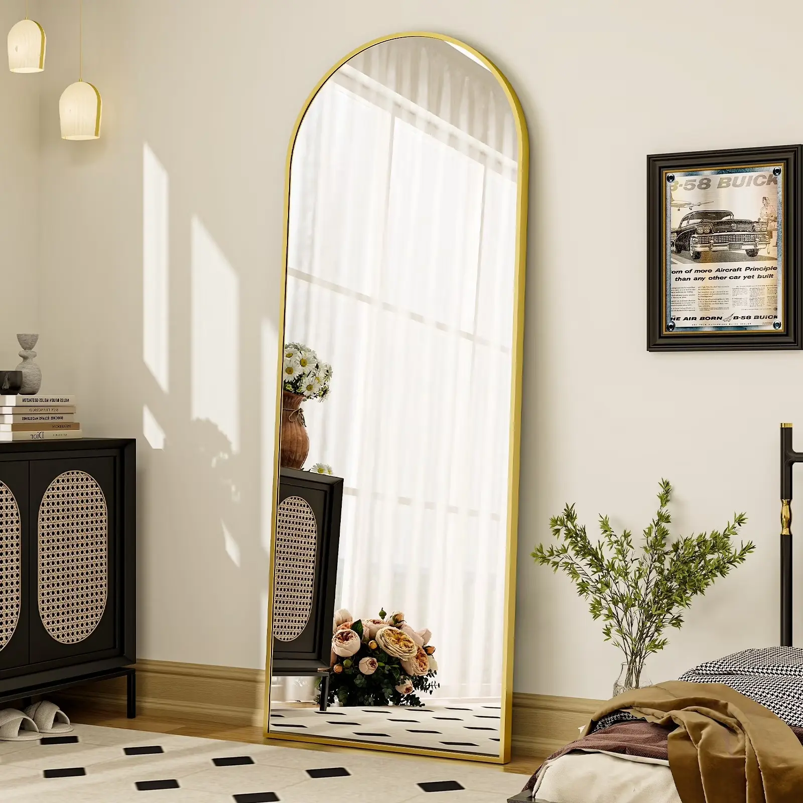 64"x 21" Full Length Mirror Arched Standing Floor Mirror Full Body Mirror