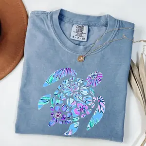 Comfort Colors Sea Turtle T-shirt, Trendy Colorful Tortoise Tee, Summer Beach T-shirt, Save Ocean Tee, Popular Marine, Gifts For Her