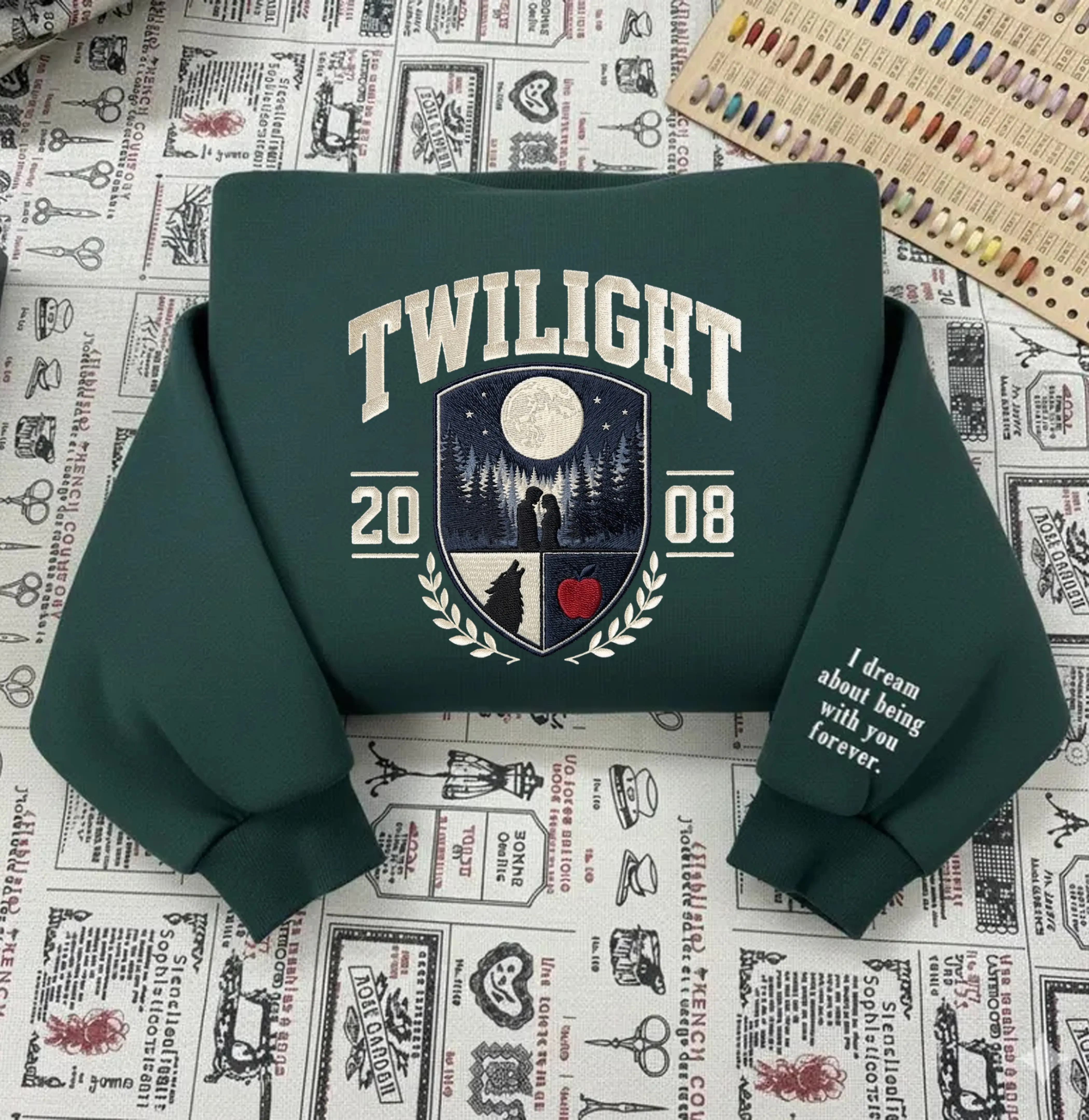 Twilight Embroidered Hoodie & Sweatshirt, Bookish Saga Shirt, New Moon Eclipse Breaking Dawn Sweater