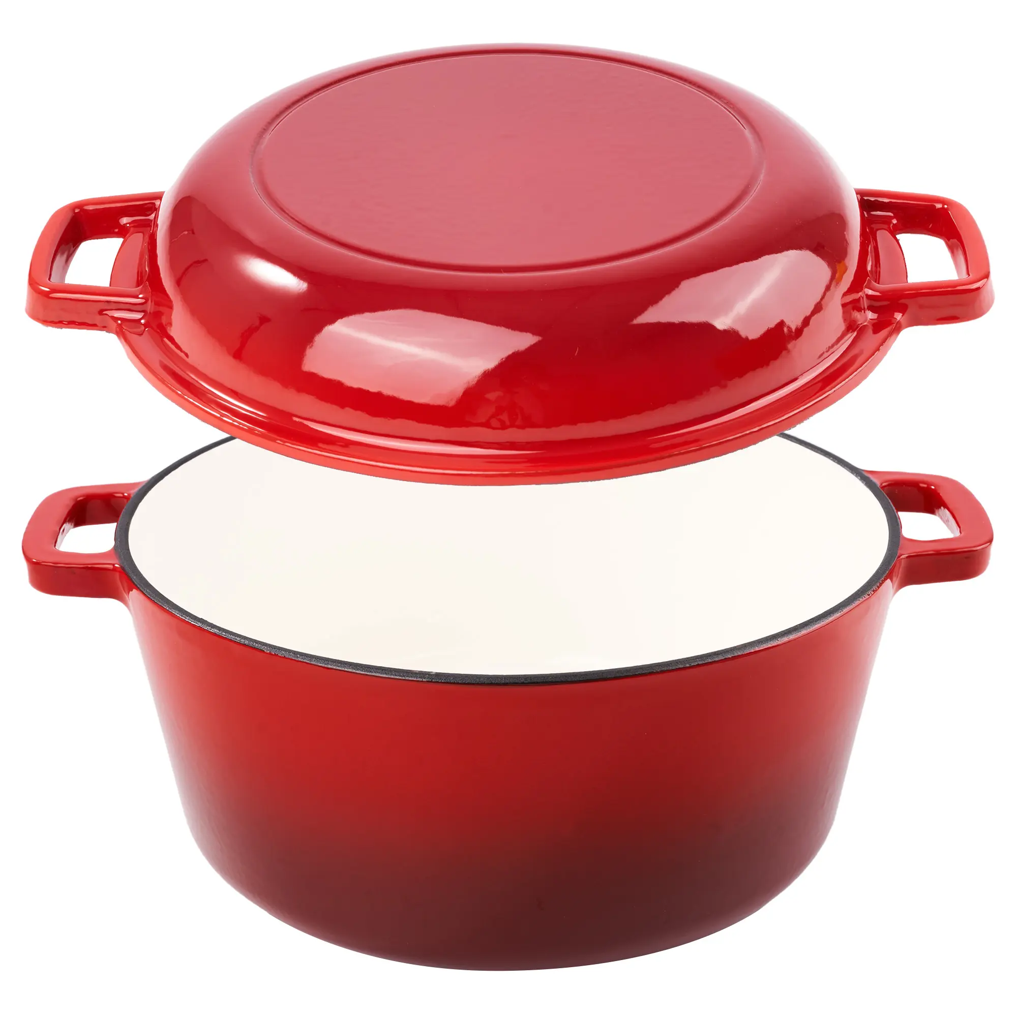 Kerilyn 2-in-1 Heavy-Duty Cast Iron Dutch Oven Pot - Kitchen & Dining Essential for Bread Baking, Cooking, Stewing - Nonstick, Oven Safe Up to 500°F, Dual Handles, Works on All Stovetops, Easy Cleaning, Durable Construction enamel