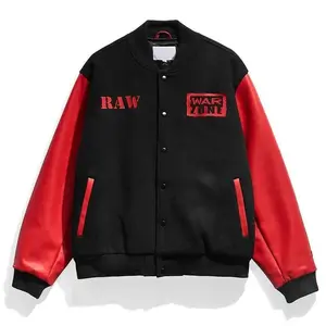 Raw Is War Wrestling Varsity Jacket, Classic Black Red Bomber Streetwear, Nostalgic Outfit Gift For Wrestling Collectors