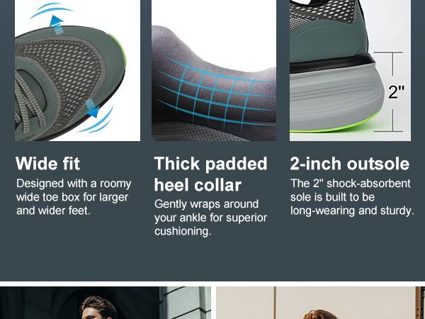 Hawkwell Plus Men's Plus Size Wide Toe Box Trendy Casual Athletic Sports Running Shoes Walking Sneakers