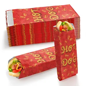 200 Pack Hot Dog Bags Grease-proof Food Wrapper, Warming Aluminum Foil Wrap Paper Sleeves Retain Heat for Popcorn, Sausages, Snack Bars, Food Trucks, Carnival, 9.5x3.5x1.5 Inches