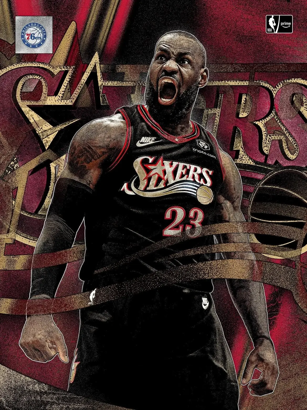 LeBron James 23 Philadelphia 76ers NBA Poster - Poster Print Unframed