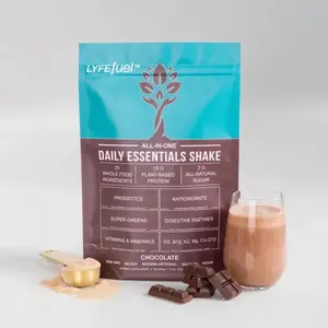 LyfeFuel Low Carb Meal Replacement Shake - Vegan, Plant-Based Protein & Superfood with Organic Greens | Essential Nutrients , Vanilla-Chocolate Flavor Drink Smoothie