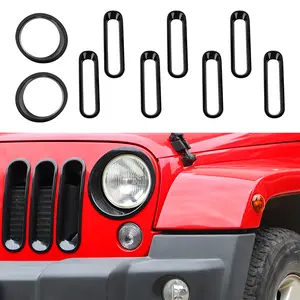 For 2007-2017 Jeep Wrangler JK Front Grill Inserts & Headlight Cover Trim