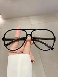 Unisex Vintage Simple Aviator Frame Eyeglasses, 2024 New Style Trendy Frames Casual Anti Blue-ray Eyeglasses for Everyday Use, Fashion Accessories for Outdoor Activities