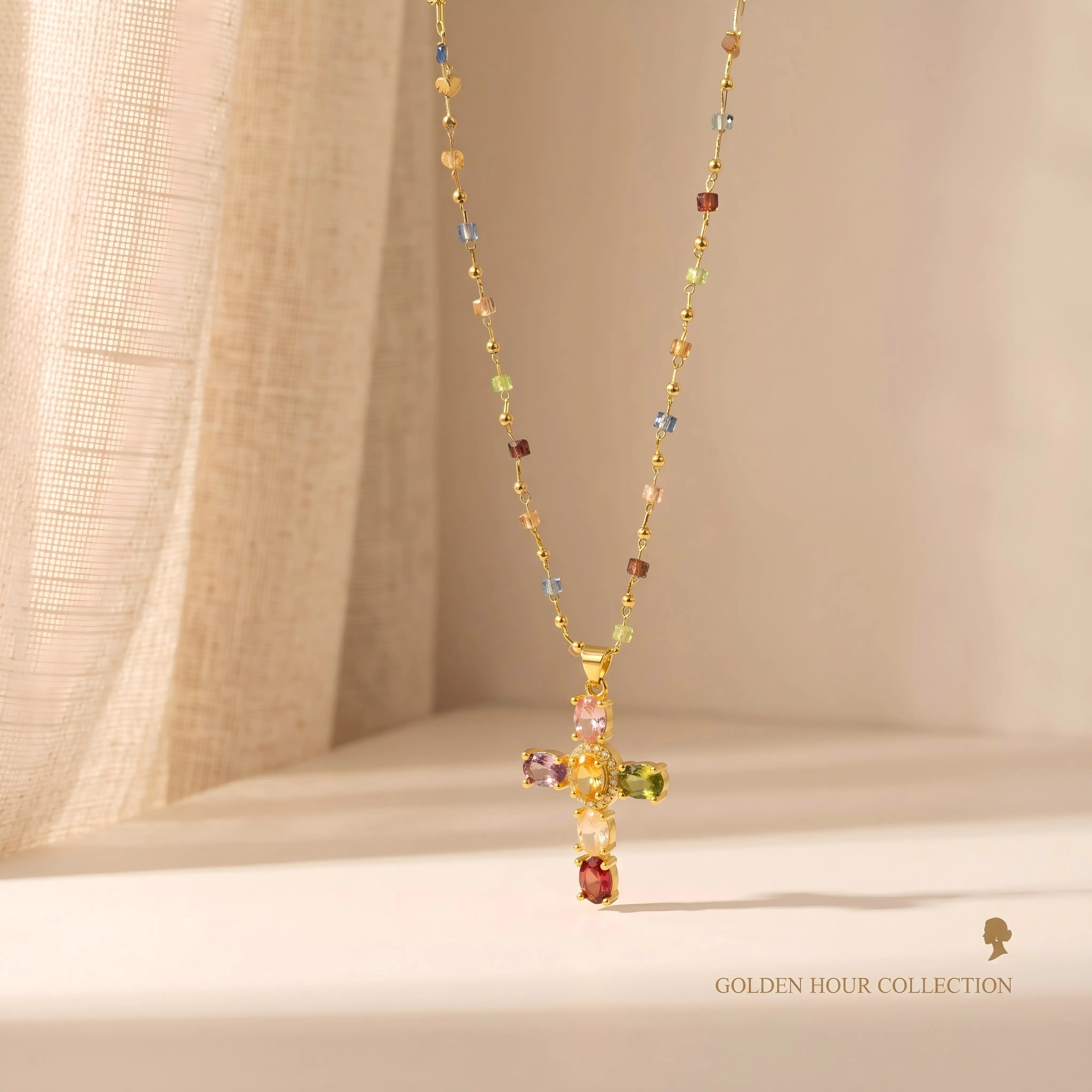 Rainbow Cross Pendant Necklace - Dainty Multicolor Faith Cross Necklace,Vintage Glam & Y2K Vibes for Women Girls,Colorful Sparkle Perfect for Daily Outfits Church & Festivals