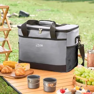 Insulated Leakproof Cooling Backpack Lunch Bag - Large Capacity Oxford Cloth Cooler with Front Pocket & Detachable Compartment, Portable for Hiking, Camping, Beach, Fishing - Gray Outdoor for s &