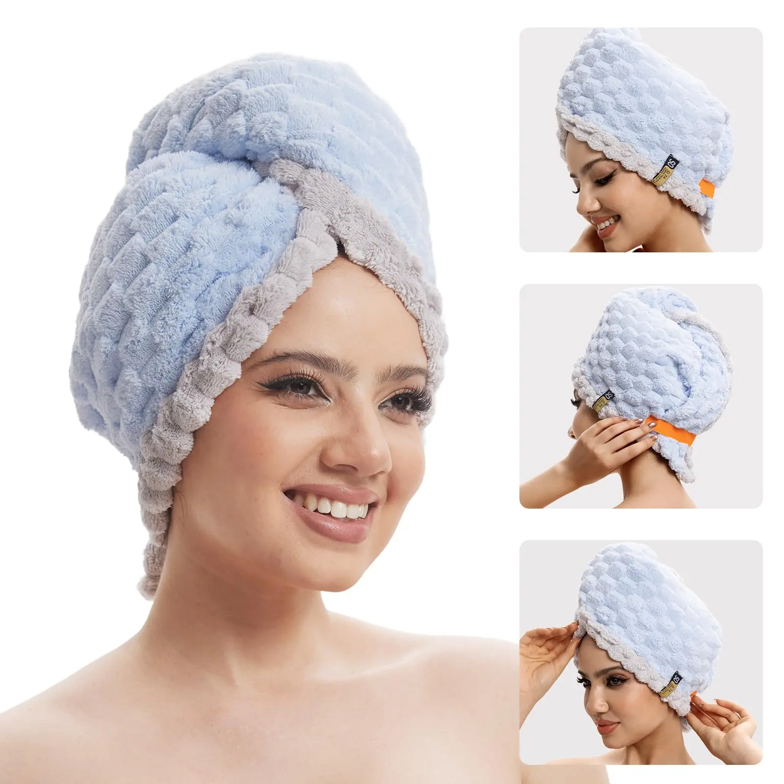 Quick-Dry Microfiber Hair Towel, Large ThickFast-Drying Super-Absorbent Coral FleeceHead Wrap with Wide Edge Design, Unisex