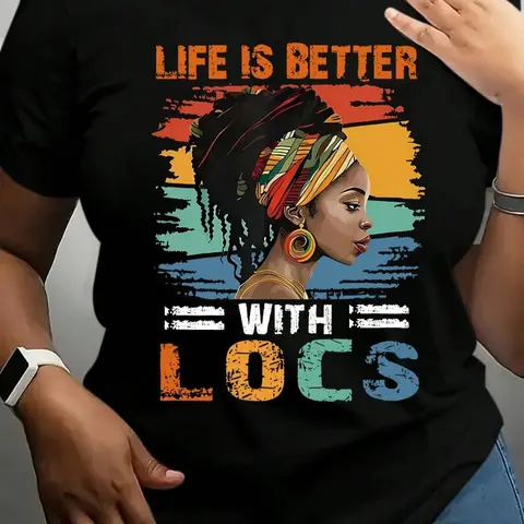 Women's Reggae Print Round Neck Tee, Fashion Casual Crew Neck Short Sleeve T-shirt for Daily Holiday Vacation Outdoor Wear, Ladies Clothes for All Seasons, Womenswear Top, Casual Tee Shirts