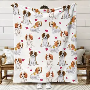 Contemporary Dog Print Flannel Blanket Soft Funny Throw Blanket Cozy Lightweight Plush Portable Cover Blanket For Sofa,Warm Gift For Birthday,Christmas,Multiple Blanket