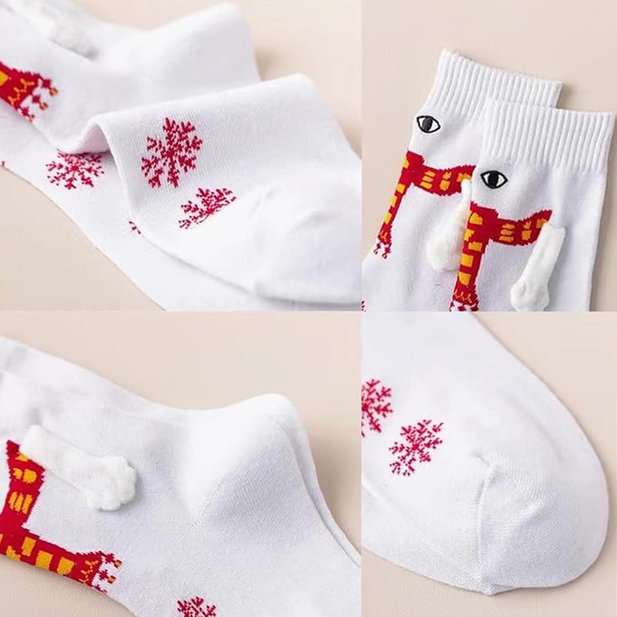 2 Pairs Magnetic Hand Holding Socks for Couples, Cute Novelty Socks That Hold Hands When Close, Funny Mid-Tube Magnet Couple Socks for Valentine's Day & Anniversary, Creative Gag Gift for Men & Women