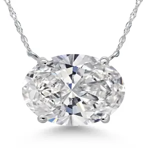 Gem Stone King 5 Cttw IGI Certified Lab Grown Diamond Pendant Necklace For Women in 14K White Gold | F-G Color | VS Clarity | Gold Necklace For Women | With 18 Inch Gold Chain