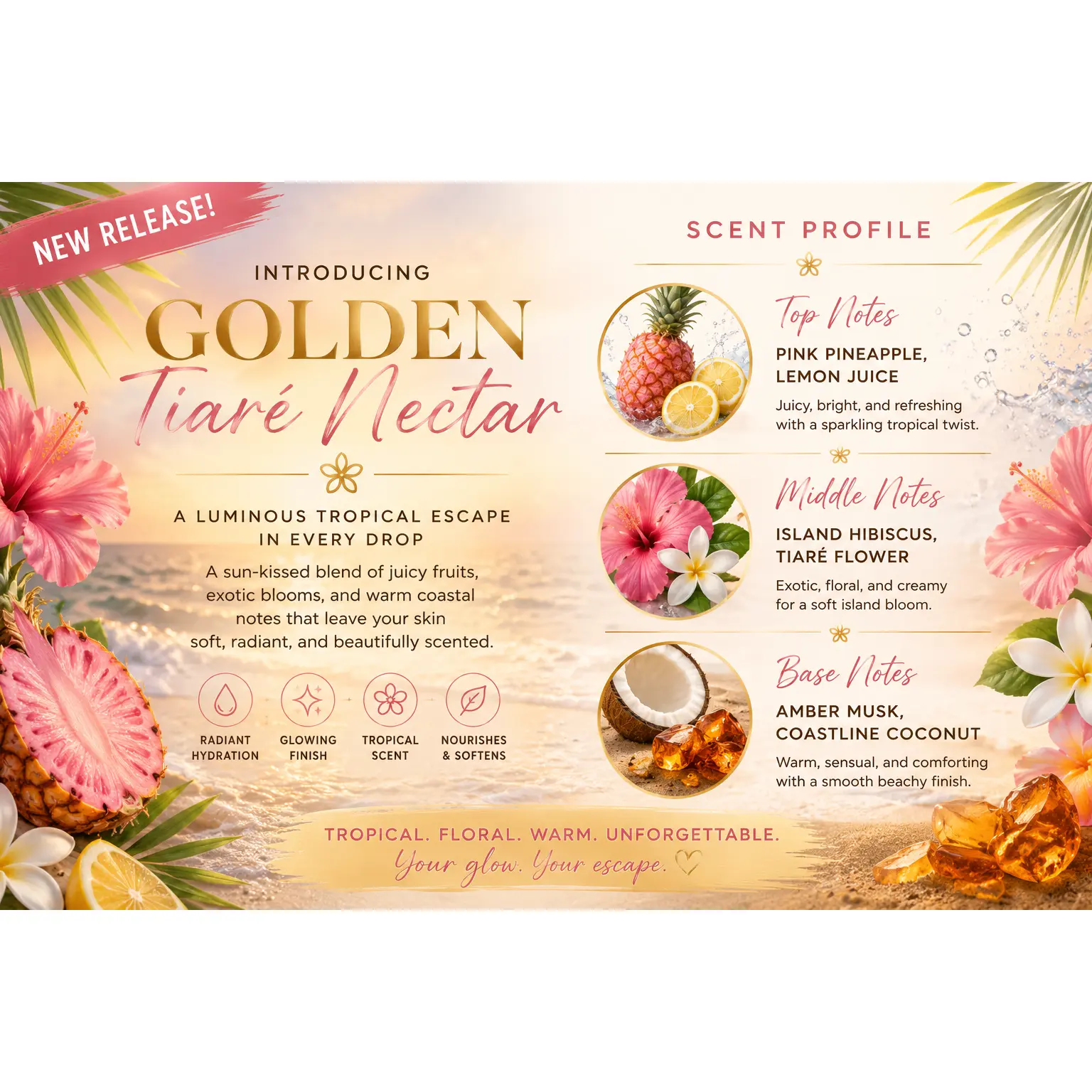 🌺✨ Golden Tiaré Nectar Luxury Body Care Bundle ✨🍯