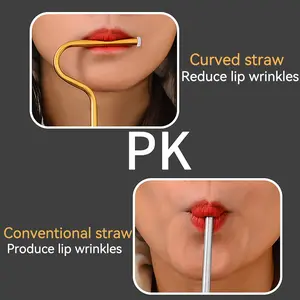304 Stainless Steel Straw, Reusable Straw, Anti Lip Wrinkle, Reduces Fine Lines, Ideal for Women, Drink & Juice, 2.76x9.75 Inches, Durable Design
