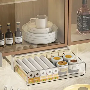 Style No-Drill Under Desk Invisible Drawer Storage Box, Hanging Adhesive Organizer for Student Desks and Office Tables