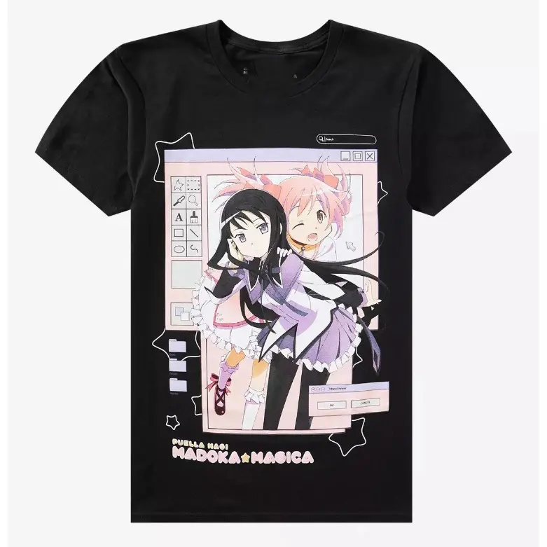 Puella Magi Madoka Magica Duo Computer T-Shirt | Anime Graphic Tee | Magical Girl Retro Tech Shirt | Manga Streetwear | Unisex Fan Gift
