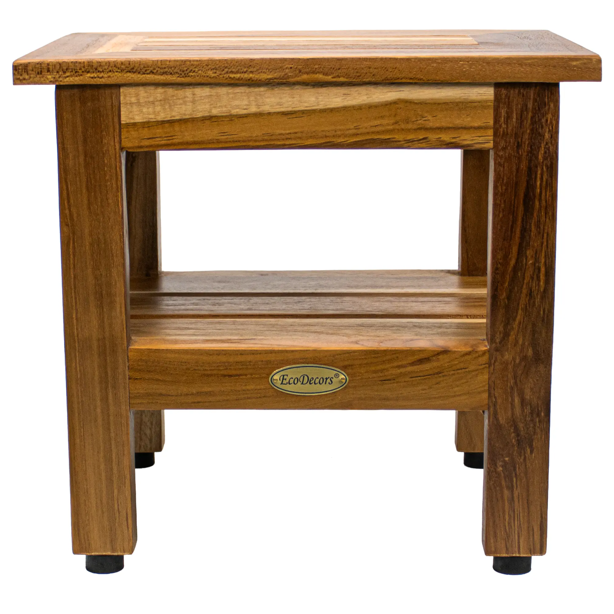 EcoDecors 14" Eleganto Teak Shaving Foot Rest with Shelf – Fully Assembled Waterproof Bathroom Foot Stool for Shaving Legs, Fully Assembled Teak Shower Foot Rest, Spa Bath Stool with Storage Shelf (Copy)