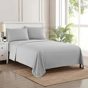 California King Sheet Sets - Breathable Luxury Sheets with Full Elastic & Secure Corner Straps Built In - 1800 Supreme Collection Cal King Deep Pocket Bedding Set, Sheet Set, California King, Silver