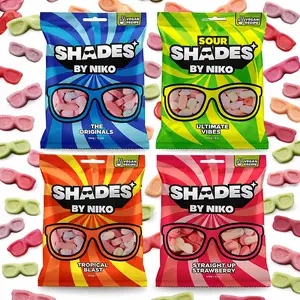 Shades by Niko Vegan Sweets 150g - Plant-Based Gummy Candy, No Gelatin, Natural Fruit Flavours, Gluten-Free, Dairy-Free, Tropical Blast & Straight Up and Ultimate vibes Pack of 4