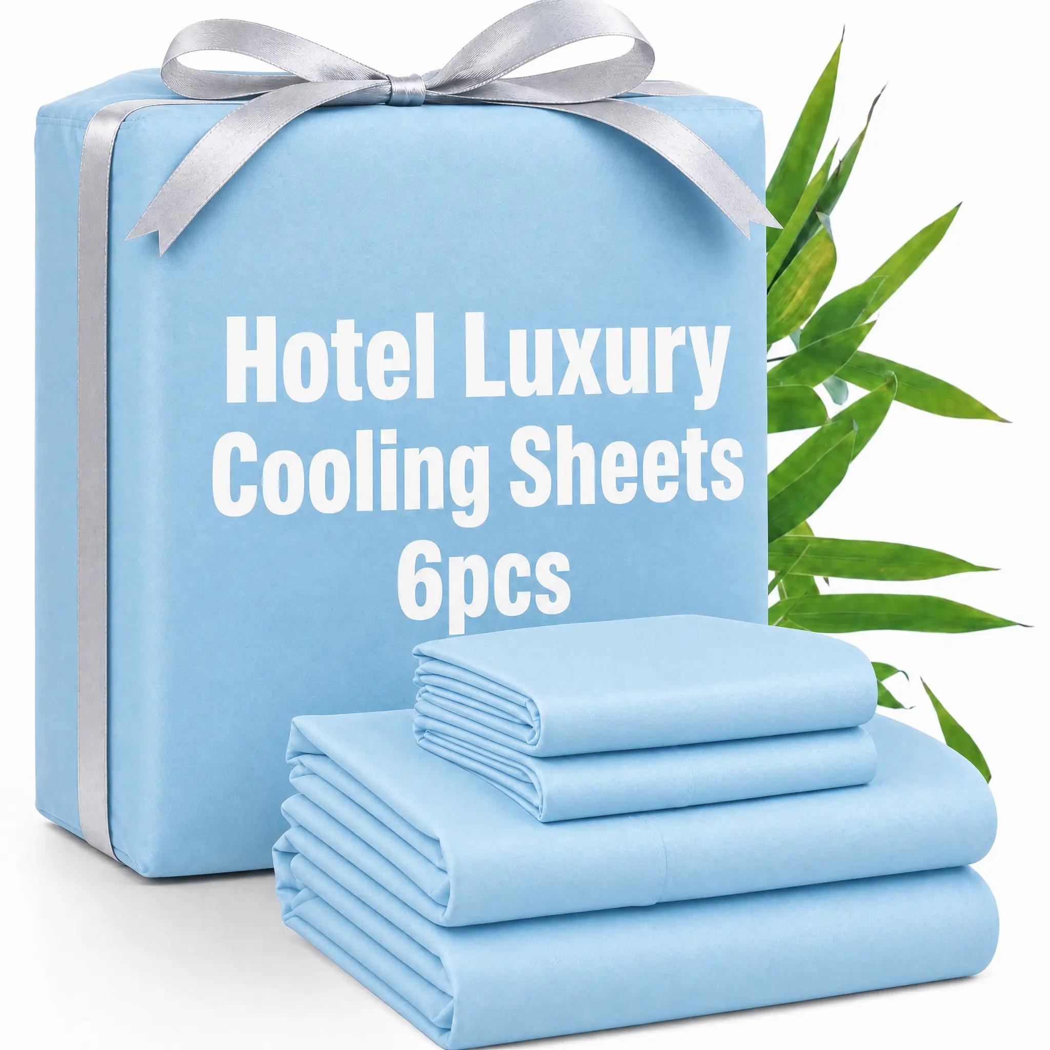 Cosybay 6pcs Cooling Sheets Set - Bamboo Bed Sheets Set Queen Size - Luxury Fitted Sheet Set (Twin & Twin xl & Full & Queen & King Size)- 1660TC Ultra Soft Sheet & Pillowcase Sets - 18" Deep Pockets, Fit for all mattress - Unmatched Comfort,Father's Day