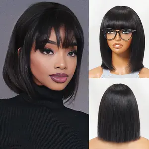 【NEW】Nadula Silk Straight Bob Wig with Bangs Glueless Wig Human Hair Natural Color Lightweight For Summer Wear Time Save Summervibes TikTokShopStockUp