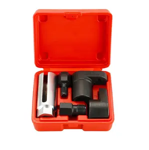 Automotive Oxygen Sensor Socket Set | 5 Pcs Offset Wrench Remover and Thread Chaser Kit for O2 Sensors (Red)