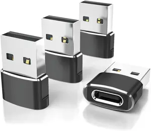 Elebase USB to USB C Adapter for iPhone 17 4Pack,USBC Female to A Male Car Charger Adapter,Type C Converter Apple 17e 16 Pro Max 15 14 Plus,iWatch Watch 11 10 Ultra 3,iPad Air,Samsung Galaxy S26,Black