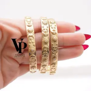 Valmaur Products Cosmic Dreams Bracelet Luxury Jewelry for Women Gold-Tone Engraved Bangle