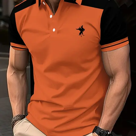 Men's Summer Trendy Casual Simple Shirt Digital Print T-Shirt Short Sleeve Polo Summer Polos Gift Shirts