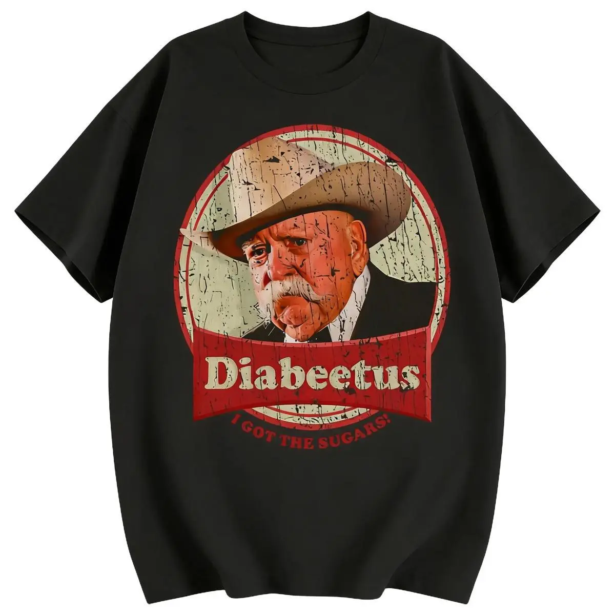 Men's Cotton Streetwear T-Shirt - Classic Stylish Retro "Diabeetus" Print, Short-Sleeve Crew Neck Menswear Top for Casual Summer Jeans Pairing