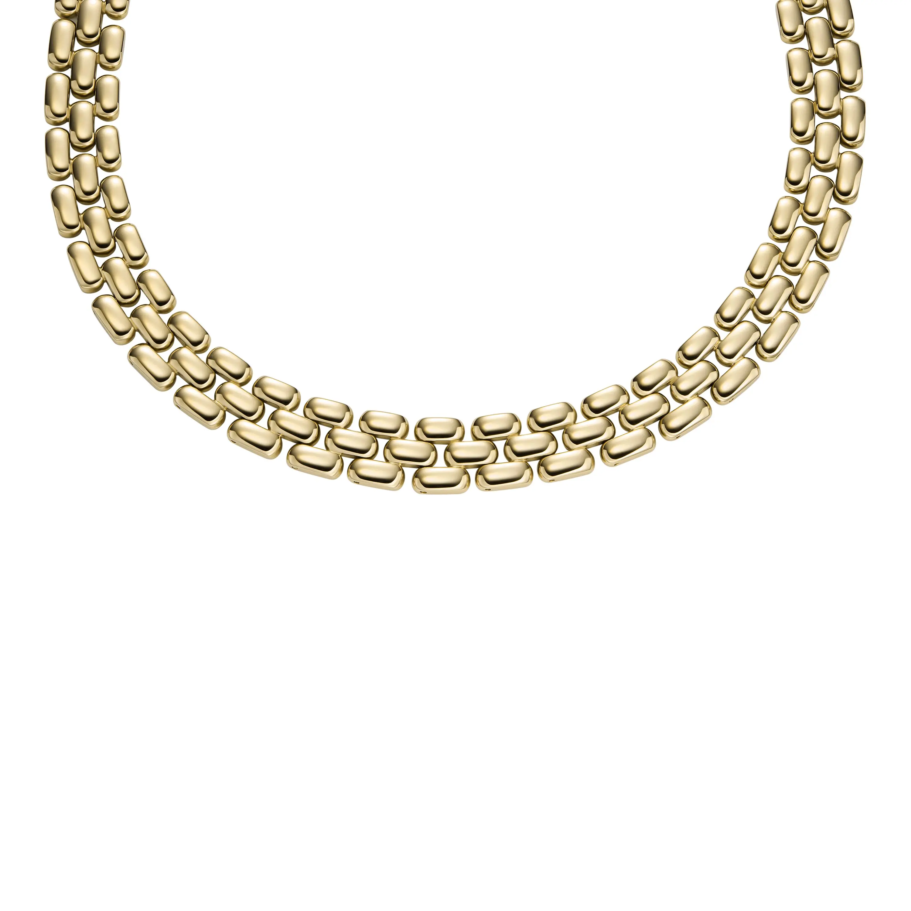 Fossil Women's Arden Watch Links Gold-Tone Stainless Steel Chain Necklace