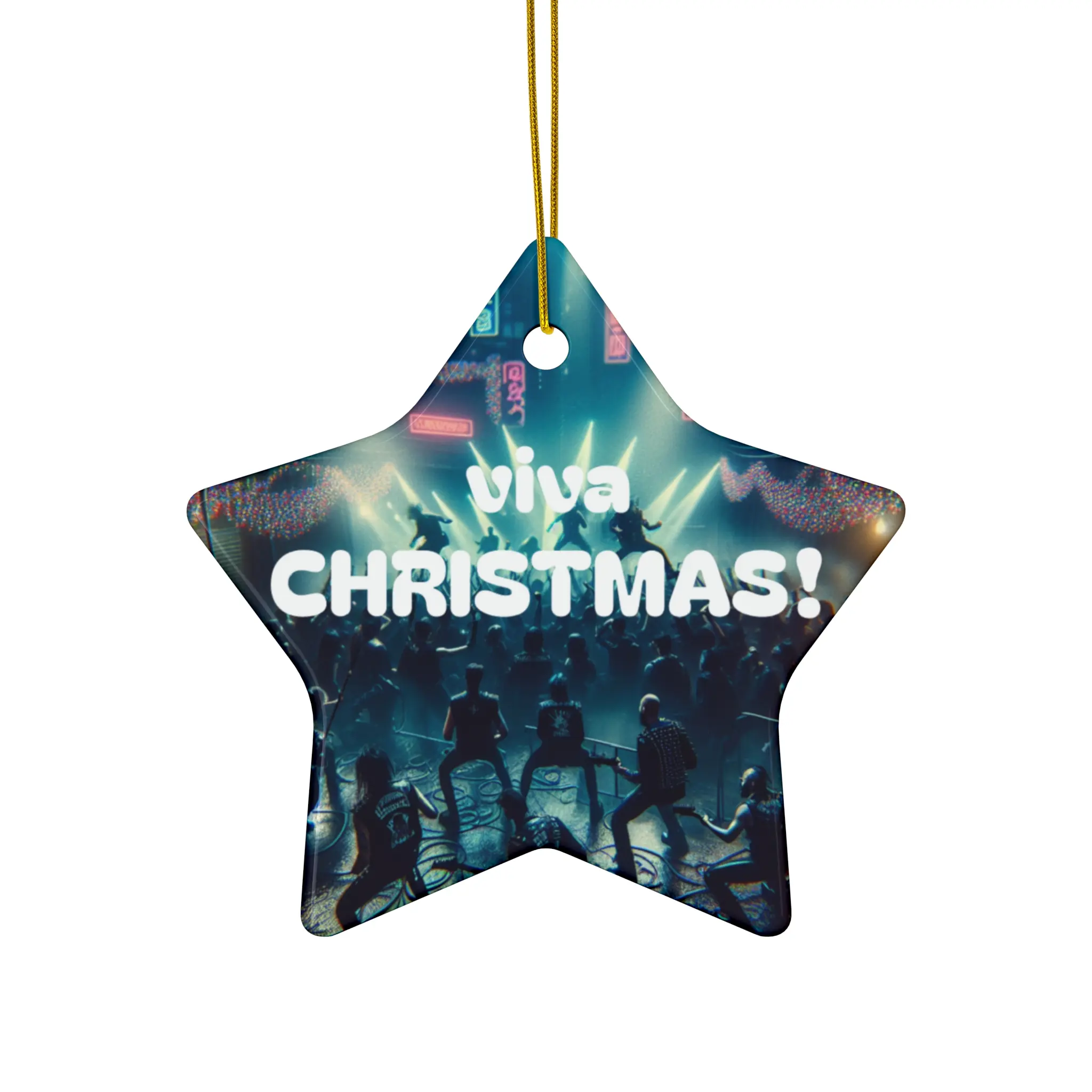 Ceramic Ornament, Punk Christmas Tree Decoration, Emo Goth Rocker New Year Yule Decor, Holiday Ornament, Alternative Xmas Gift, Unique