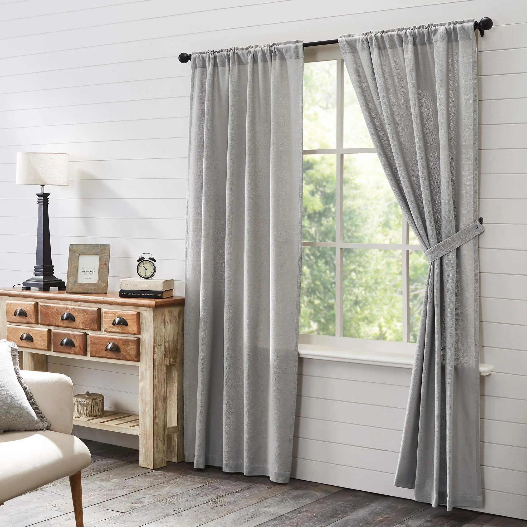 Baxter Burlap Dove Grey Panel Curtains