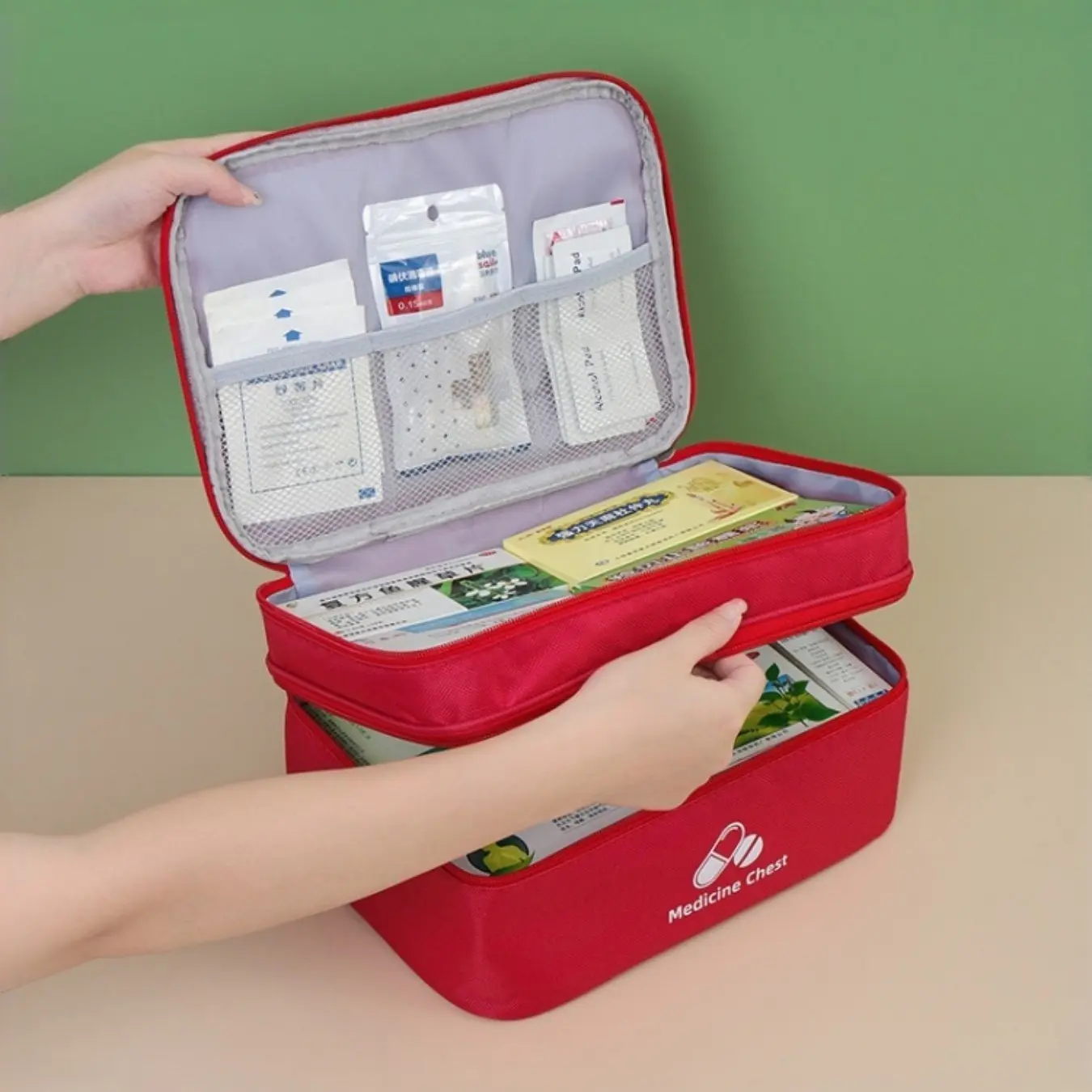 Double Layer Medical Bag, Portable First Aid Kit for Travel, Home Medicine Storage Box, Epidemic Drug Organizer, Essential Healthcare Gear, Emergency Supplies
