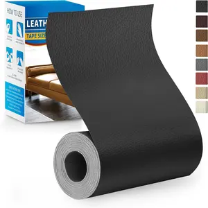 Leather Repair Patch Tape Kit, 4" x 63" Self Adhesive Leather Repair Patch for Furniture, Vinyl Leather Repair Kit for Car Seat, Chairs, Couch, Sofa, Boat Black