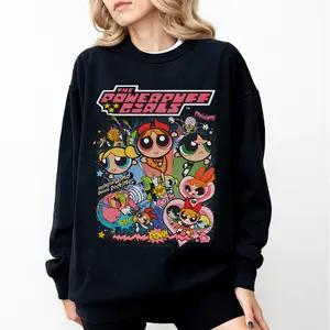 Powerpuff Girls Vintage Sweatshirt, Crew Neck, Menswear Top, Womenswear Top Underwear Streetwear