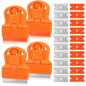 Mini Plastic Razor Blade Scraper Tool for Cleaning Windows and Glass Stoves-20 Blades Included