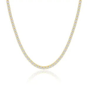 Aprilery Women’s Statement Tennis Necklace – Sparkling Round Accents, Bold Modern Design, Versatile for Layering Looks/Daily Styling, Trendy Jewelry Piece