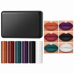 Matte Liquid Lipstick Set for Women, Halloween Cosplay Goth Makeup, Waterproof Long Lasting Lip Stain Non Stick Cup Lip Gloss, Black White Green Purple Red Orange Shades