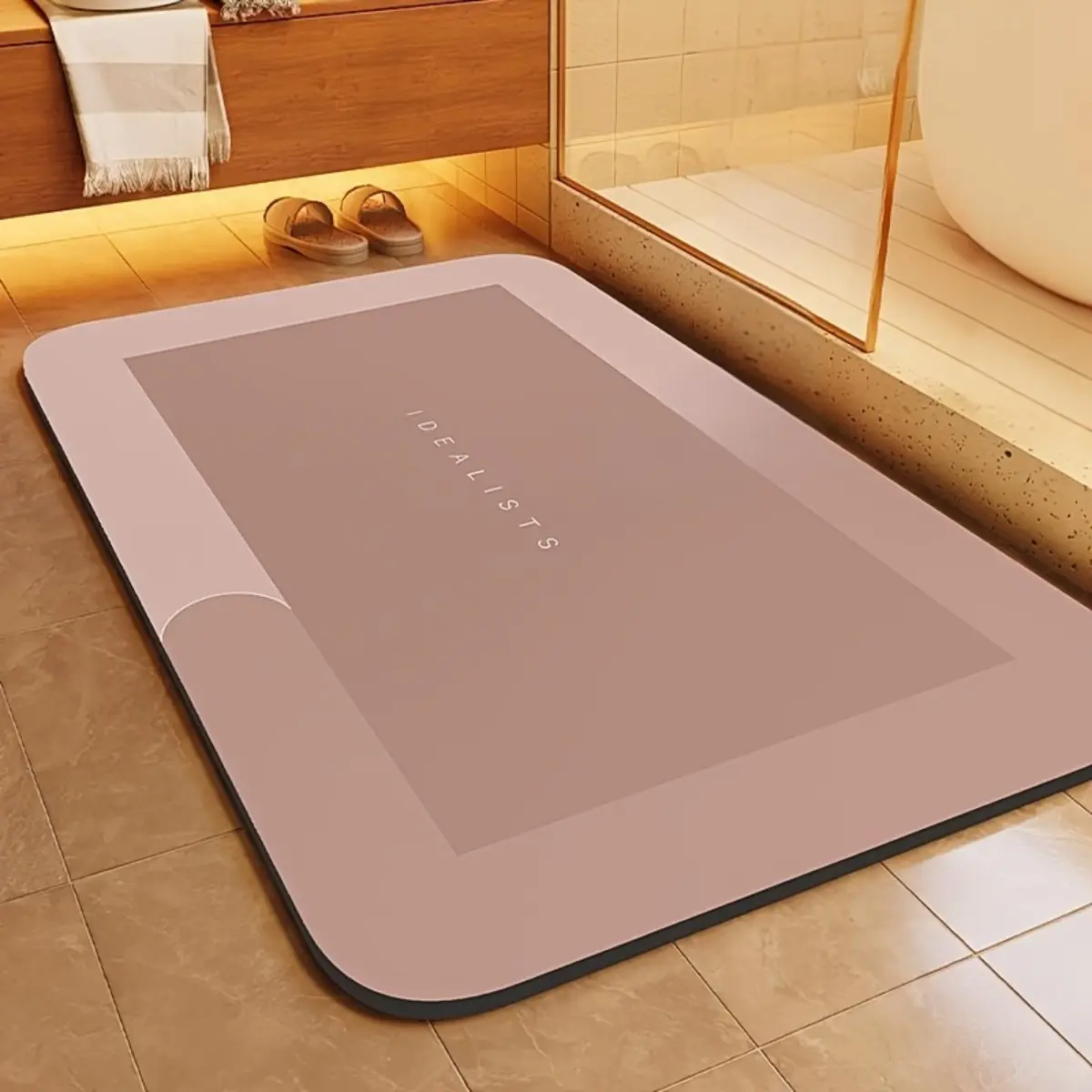 Rubber Nonslip Bath Mat - Rectangle, Textured, Super Absorbent, Quick-Dry, Thin, Stain-Resistant, Easy-Care Bath Mat for Tub, Shower, Vanity Floors, Bath Mats For Tub