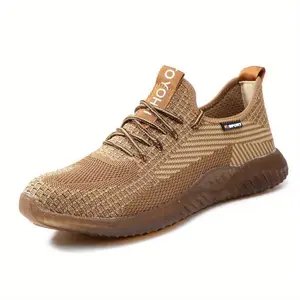 Men’s lightweight steel-toe work shoes — construction/industrial sneakers, tennis safety shoes; comfortable black closed footwear; rubber outsole