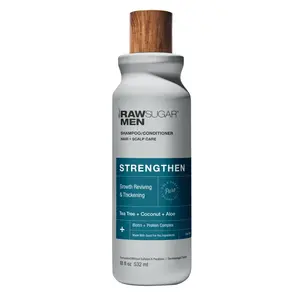 Raw Sugar Men's 2-in-1 Tea Tree + Coconut + Aloe Strengthen Shampoo & Conditioner, 18 fl oz