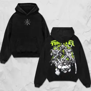 Retro TMNT Vol 2 Double Printed Unisex Oversize Acid Washed Cotton Hoodie, Sweatshirt, Tee - Teenage Mutant Ninja Turtles TV Series Movie Graphic Design Unisex Top Cotton Streetwear T-Shirt Clothes